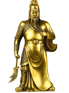 纯黄铜关公武财神招财镇宅摆件