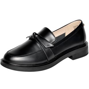 REEMOOR睿慕2026春秋新款厚底真皮乐福鞋英伦风黑色小皮鞋女鞋