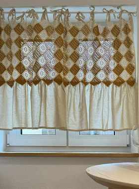 永恒之舞棉麻幔手工帘带式粘贴门帘打孔帘柜子半免钩针系遮挡头帘