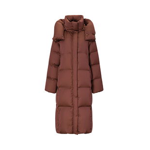 【90鹅绒】BCBG新款冬季复古美拉德保暖长款羽绒服外套冬季女款