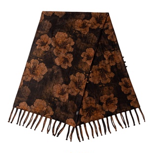 苏罗双层真丝大披肩带流苏香云纱国风盘扣长款围巾高级感送长辈