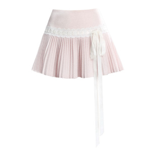 【1/26new】易碎商店·暗河蜜语 风琴褶蕾丝飘带半身裙韩系短裙