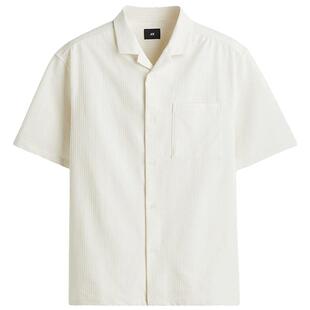 HM男装衬衫夏季立体肌理感翻领宽松纹理短袖上衣1288871