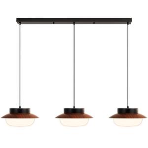 箭牌中古风餐厅吊灯复古吧台日式侘寂胡桃木色卧茶室饭桌三头灯具