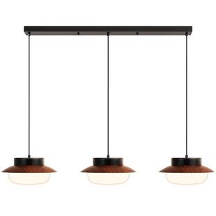 箭牌中古风餐厅吊灯复古吧台日式侘寂胡桃木色卧茶室饭桌三头灯具