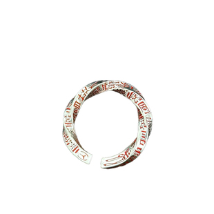 「道系」s925纯银道家饰品天蓬尺戒指扭转乾坤复古朱砂转运活口