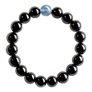 愿你好梦～普陀山天然黑曜石海蓝宝水晶手串手链五行补缺水男女款
