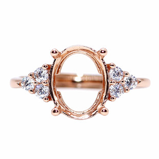 简约925银戒托空托精工女戒指空托韩版镀18K金空托4*6-15*20mm