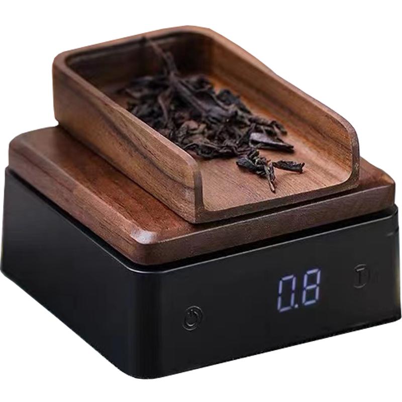 實(shí)木小型茶葉秤茶則電子秤普洱茶稱茶器量茶專用克秤家用咖啡豆秤
