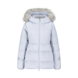 RARN五格大毛领羽绒服女2025冬季新款收腰显瘦中长款加厚连帽外套