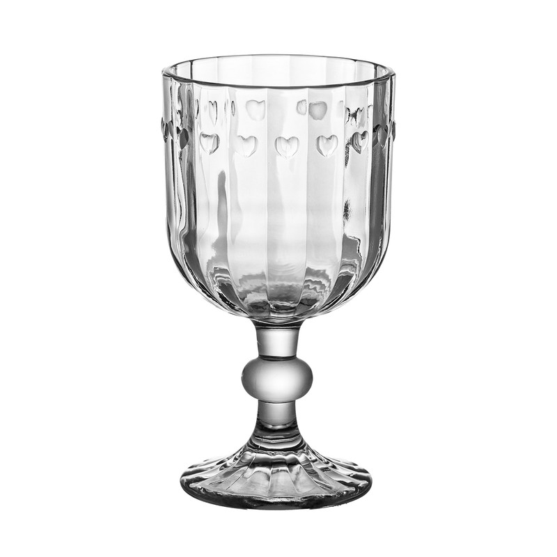 臻皿ins透明条纹爱心高脚玻璃杯
