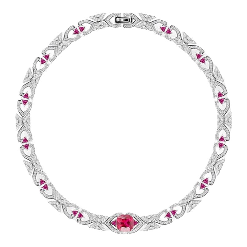 高级感晚礼服红色宝石颈链choker