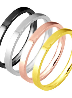 戒指钛钢镶钻篆体字印金色首饰品