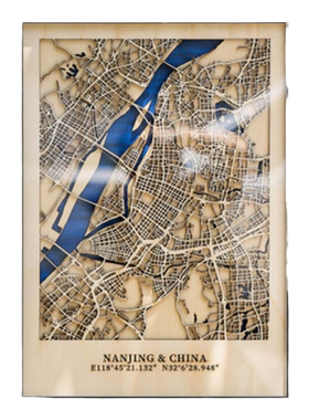 卓雅艺术浮雕地图定制实木装饰画