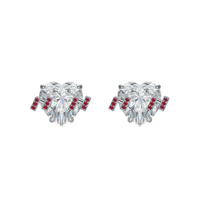 明星同款爱心脸红耳钉原创高级感