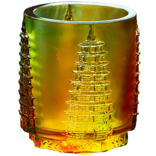 琉璃水晶文昌塔笔筒办公桌上放的摆件送导师送老师纪念意义礼物