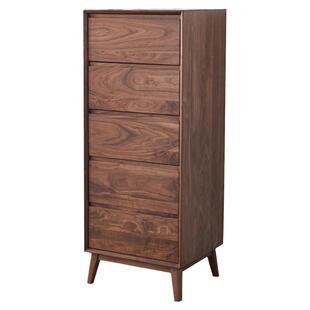 北美黑胡桃木斗柜实木客厅边柜卧室收纳柜窄抽屉柜五斗橱置物柜子