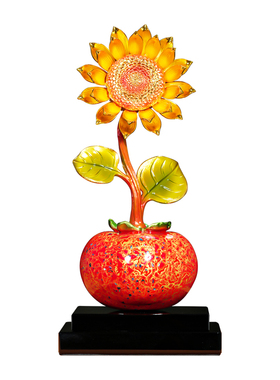 聚善缘一举夺魁向日葵铜摆件包邮