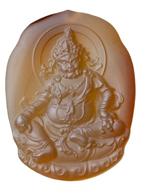 天然红玛瑙黄财神吊坠挂饰无事牌