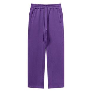 2024秋冬新品原创定制纯色宽松运动加绒厚直筒裤休闲卫裤潮牌套装