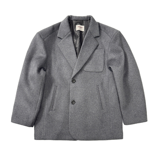 Aurocean 男高学院羊毛呢西装外套 oversize冬季中灰色呢子大衣