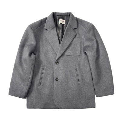 Aurocean 男高学院羊毛呢西装外套 oversize冬季中灰色呢子大衣