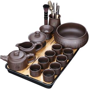 原矿貔貅壶功夫茶具紫砂泥三才盖碗茶杯整套泡茶器家用陶瓷茶组合