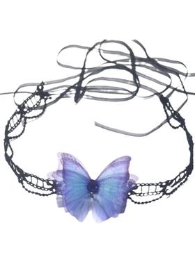 蕾丝女蝴蝶项链锁骨链颈带