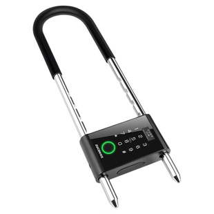 ZUCON密码锁U型指纹锁双开玻璃门智能商铺插挂锁电子U形锁免开孔