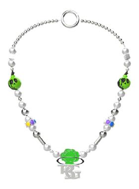 宇宙骷髅元素拼接珍珠质感项链