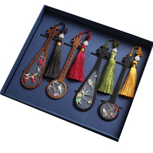 新年红木古典中国风树脂乐器书签礼盒装定制刻字  故宫博物院高档精致木质创意文创送老师学生纪念商务礼品