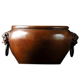 笔洗墨缸问心堂水盂青铜兽面环耳笔洗文房四宝收藏馈赠摆件书法国画专用仿古青铜器砚台水丞书法用具毛笔墨碟