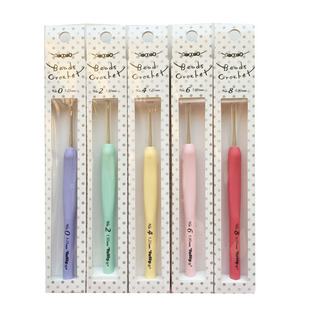 三支包邮tulip日本进口广岛郁金香蕾丝编织工具钩针糖果色单支