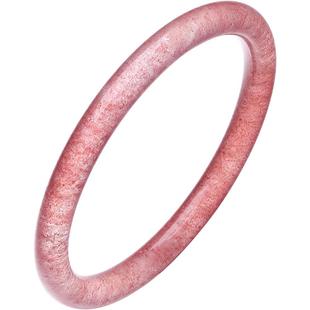 六桂福珠宝天然玉髓手镯草莓晶手镯冰种镯子粉镯情人节新年礼物