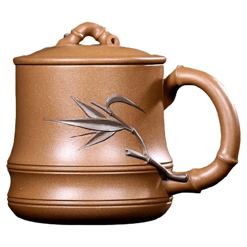 名家紫砂杯宜兴原矿办公带盖