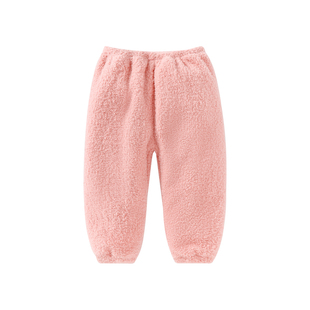 女童睡裤长裤秋冬季加绒绒加厚保暖家居服男女宝宝云朵绒儿童裤子