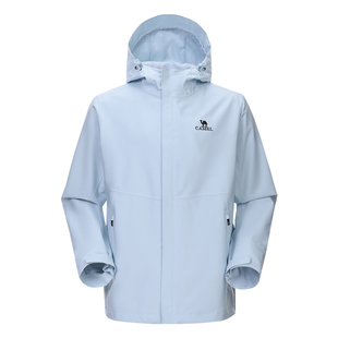 [宙斯]骆驼户外黑色冲锋衣男款2026春夏新款硬壳防风登山服外套女