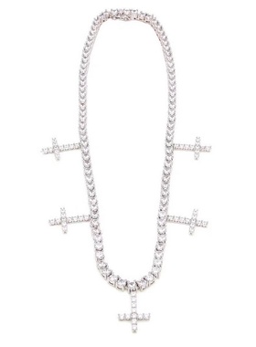 新款嘻哈锆石项链同款十字架配饰