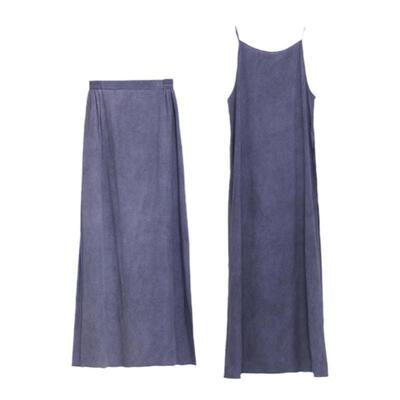 限定蓝染系列开衩吊带套装