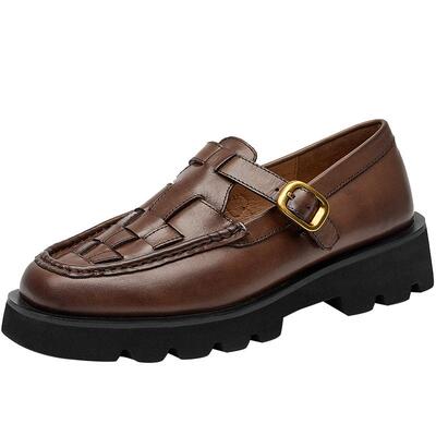 BeauToday厚底乐福鞋女玛丽珍鞋