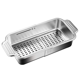 沥水篮新款304不锈钢厨房单水池伸缩水槽洗菜盆多功能过滤置物架