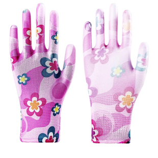 劳保手套乳胶薄款尼龙女花PU涂掌涂指防静电透气干活工作耐磨防滑