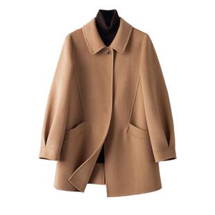 BXV英伦风双面羊毛大衣女短款2026春季新款通勤风纯色羊毛呢外套