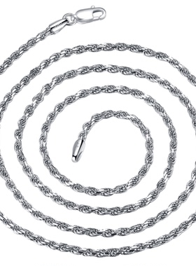 品牌纯正S925麻花纯银项链男女锁骨链加粗长毛衣链银链扭绳链配链