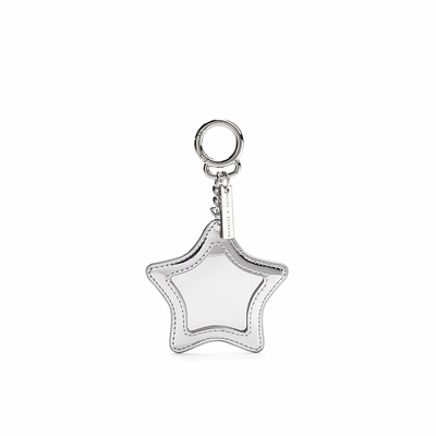 亮面银色星星镜子钥匙扣挂件