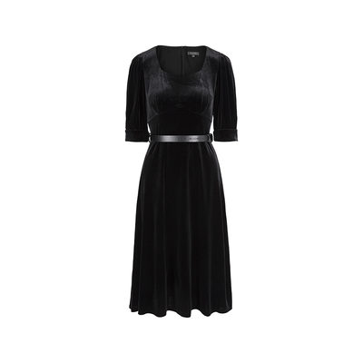 MARYLING复古黑丝绒连衣裙