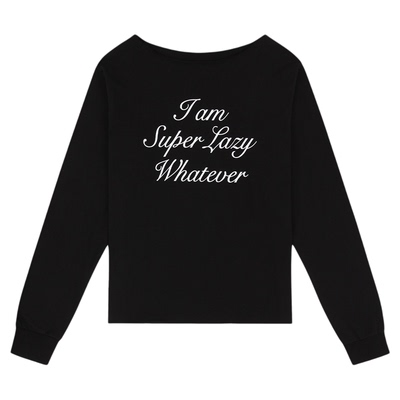 lazyz季女装新款一字肩长袖T恤