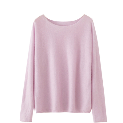 慵懒风无缝圆领山羊绒衫女