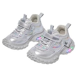 闪灯鞋｜斯纳菲女童运动鞋春季新款小女孩紫色老爹鞋学生跑步鞋