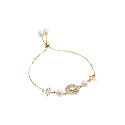 安铂洛利女淡水珍珠锆石六芒星